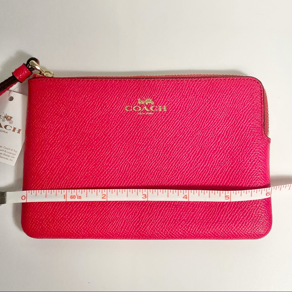 NWT Coach Wristlet | Pink Crossgrain Leather Zip - Picture 2 of 11